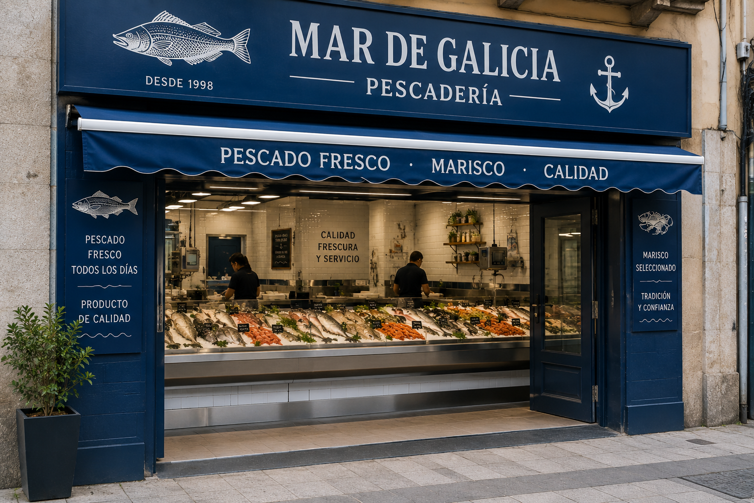 Marisco fresco en pescadería